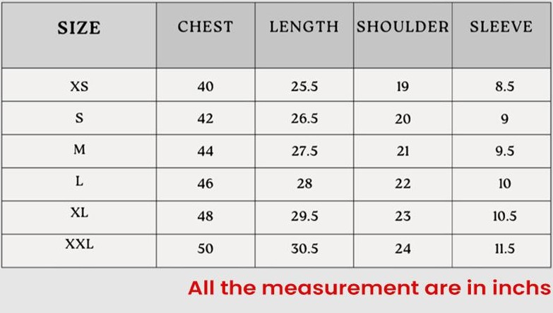 Size Chart Reference